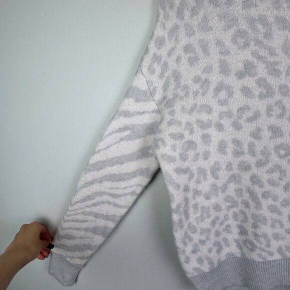 Rails Lana Leopard & Zebra Wool & Cashmere Blend Sweater Grey Pullover Luxury XS - Picture 7 of 16